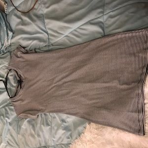 White and black striped dress